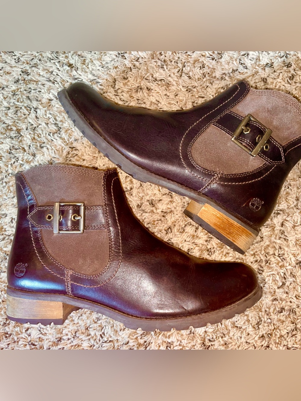 Timberland Women’s Brown Leather Chelsea Boots with Buckle